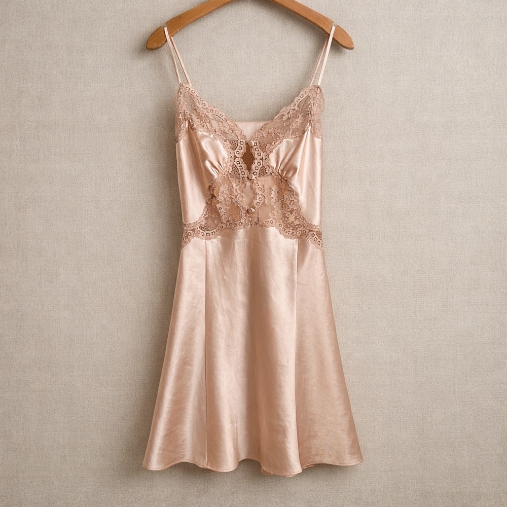 VALENTINO Satin Lace Slip Dress Blush Pink Bias Cut Luxury Nightie Medium